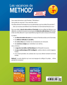 Mathématiques de la Première à la Terminale. Les vacances de Méthod' - Nouveaux programmes