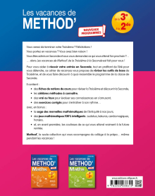Mathématiques de la 3e à la 2de. Les vacances de Méthod' - Nouveaux programmes