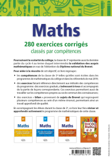 Mathématiques - 280 exercices corrigés classés par compétences - 3e - Avec sujets de Brevet