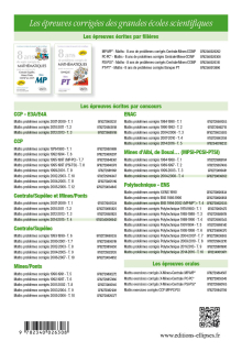 8 ans de sujets corrigés de Mathématiques posés aux concours Centrale/Supélec, Mines/Ponts et CCINP (ex CCP) - filière PC - sujets 2018 inclus