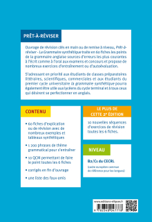 Prêt-à-réviser. Grammaire synthétique de l'anglais en 60 fiches pratiques et exercices corrigés (B2-C1) 2e édition augmentée