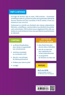 Prêt-à-réviser. Allemand. Grammaire synthétique en 54 fiches pratiques avec exercices corrigés (B2-C1) - 2e édition