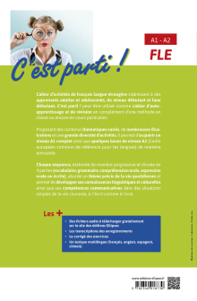 FLE. C'est parti ! Cahier d'activités pour apprendre ou réviser les bases du français langue étrangère. Vocabulaire, grammaire, compréhension orale, expression orale et écrite. (de A1 à A2) (avec fichiers audio)