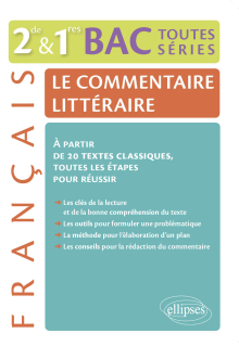 Le commentaire littéraire. Français 2de-1re-BAC toutes séries générales - À partir de 20 textes classiques, toutes les étapes pour réussir