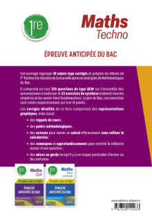 Maths Techno - 1re - 10 sujets-type corrigés de l’épreuve anticipée du Bac