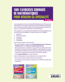 1001 exercices corrigés de Mathématiques - 1re - Pour réussir sa spécialité - 3e édition
