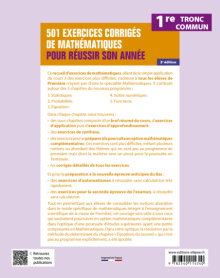 501 exercices corrigés de Mathématiques - 1re Tronc commun - Pour réussir son année - 2e édition